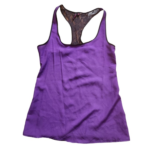 Material Girl Tops - Material Girl purple racerback blouse with lace back size M